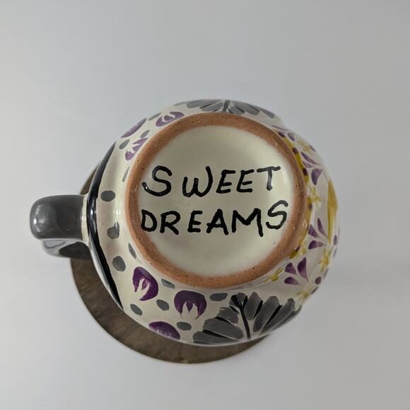 Handpainted Owl Coffee Mug Tea Majolica Purple Gray Owl Good Night Sweet Dreams - Picture 7 of 9